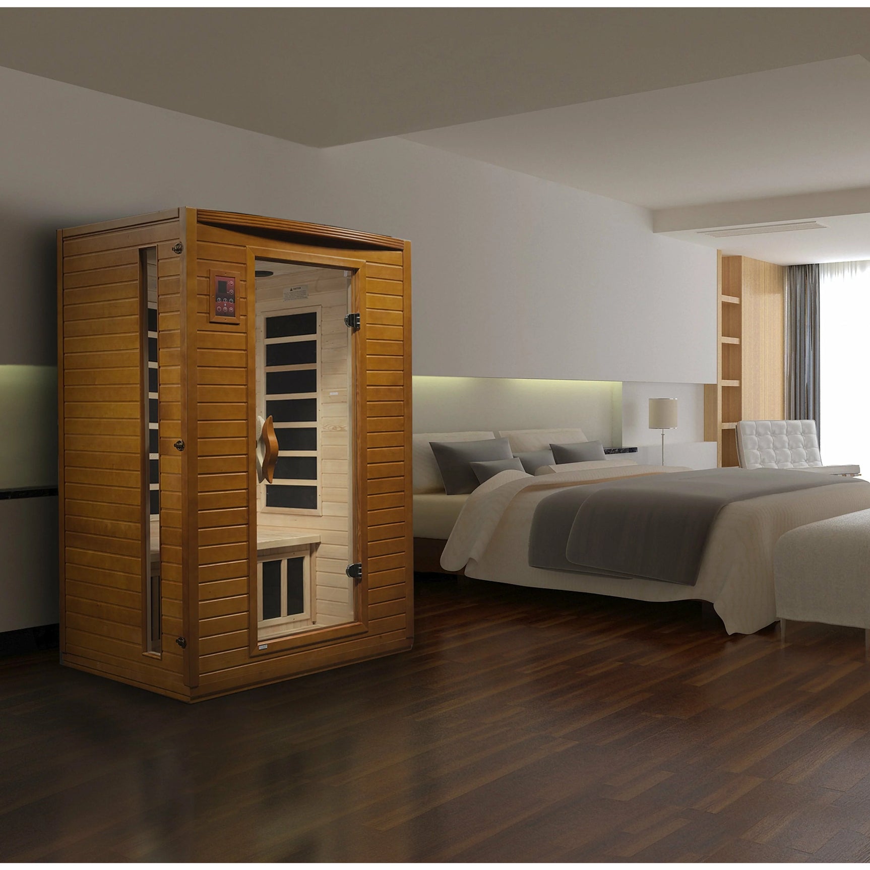 DYNAMIC SAUNAS VERSAILLES 2-PERSON LOW EMF (UNDER 8MG) FAR INFRARED SAUNA (CANADIAN HEMLOCK)