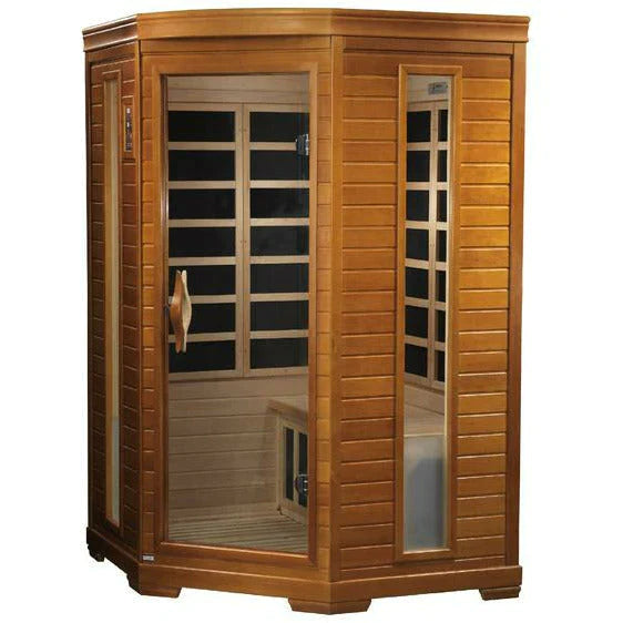 DYNAMIC SAUNAS HEMING ELITE 2-PERSON CORNER ULTRA LOW EMF (UNDER 3MG) FAR INFRARED SAUNA (CANADIAN HEMLOCK)