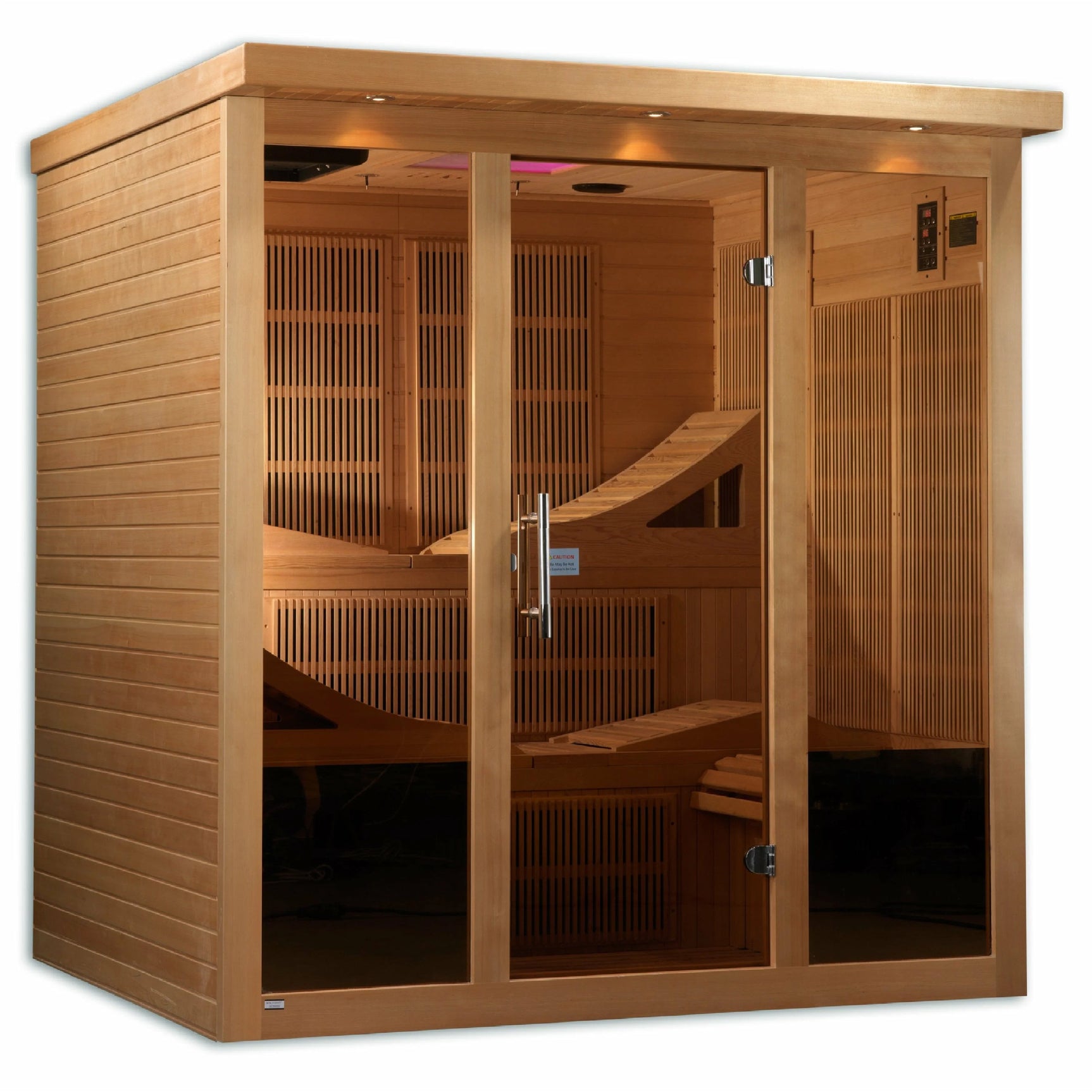 GOLDEN DESIGNS MONACO 6-PERSON PURETECH™ NEAR ZERO EMF (UNDER 2MG) FAR INFRARED SAUNA (CANADIAN HEMLOCK)