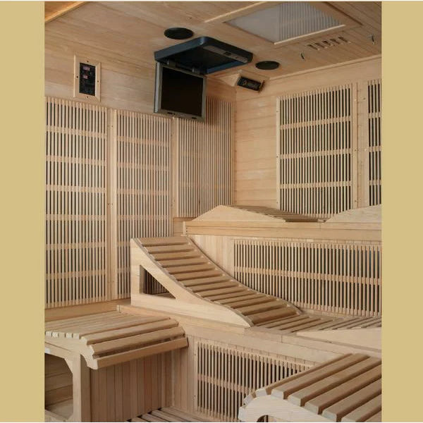 GOLDEN DESIGNS MONACO 6-PERSON PURETECH™ NEAR ZERO EMF (UNDER 2MG) FAR INFRARED SAUNA (CANADIAN HEMLOCK)