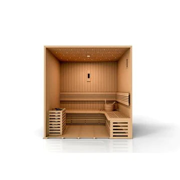 GOLDEN DESIGNS COPENHAGEN EDITION 3 PERSON TRADITIONAL STEAM SAUNA - CANADIAN RED CEDAR