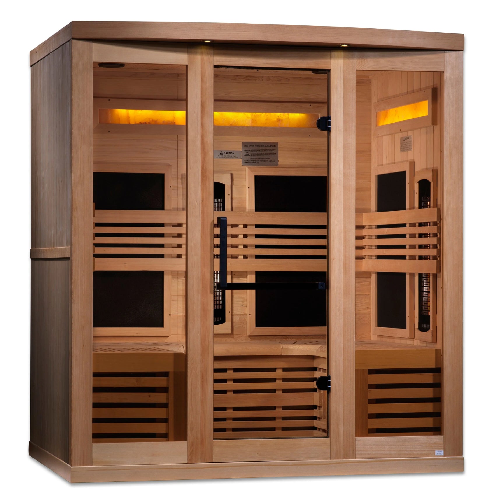 GOLDEN DESIGNS 6-PERSON FULL SPECTRUM PURETECH™ NEAR ZERO EMF FAR INFRARED SAUNA WITH HIMALAYAN SALT BAR (CANADIAN HEMLOCK)