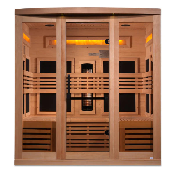 GOLDEN DESIGNS 6-PERSON FULL SPECTRUM PURETECH™ NEAR ZERO EMF FAR INFRARED SAUNA WITH HIMALAYAN SALT BAR (CANADIAN HEMLOCK)
