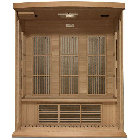 GOLDEN DESIGNS MAXXUS 3-PERSON NEAR ZERO EMF (UNDER 2MG) FAR INFRARED SAUNA (CANADIAN HEMLOCK)