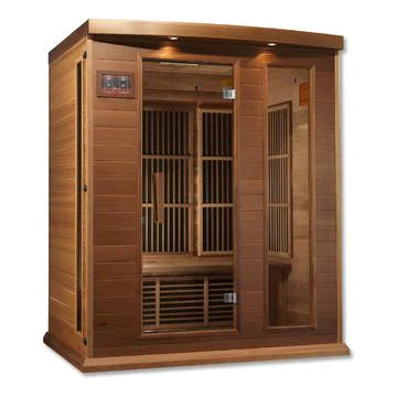 GOLDEN DESIGNS MAXXUS 3-PERSON LOW EMF (UNDER 8MG) FAR INFRARED SAUNA (CANADIAN RED CEDAR)