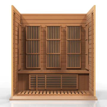 GOLDEN DESIGNS MAXXUS 3-PERSON LOW EMF (UNDER 8MG) FAR INFRARED SAUNA (CANADIAN RED CEDAR)