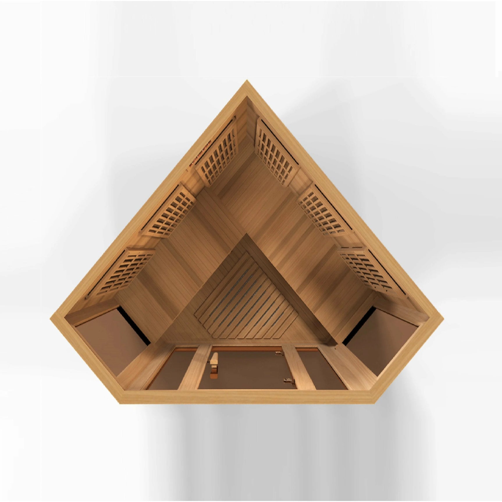 GOLDEN DESIGNS MAXXUS 3-PERSON CORNER NEAR ZERO EMF (UNDER 2MG) FAR INFRARED SAUNA (CANADIAN RED CEDAR)