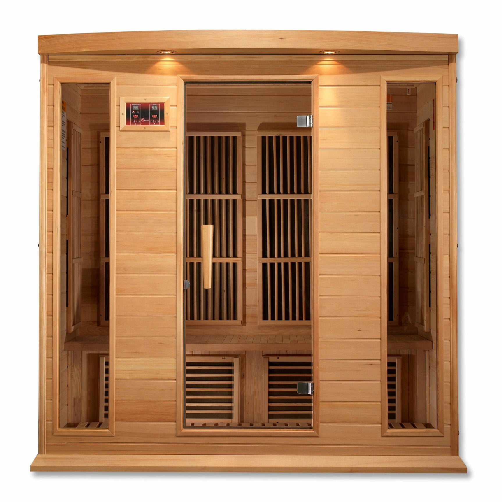 GOLDEN DESIGNS MAXXUS 4-PERSON LOW EMF (UNDER 8MG) FAR INFRARED SAUNA (CANADIAN HEMLOCK)