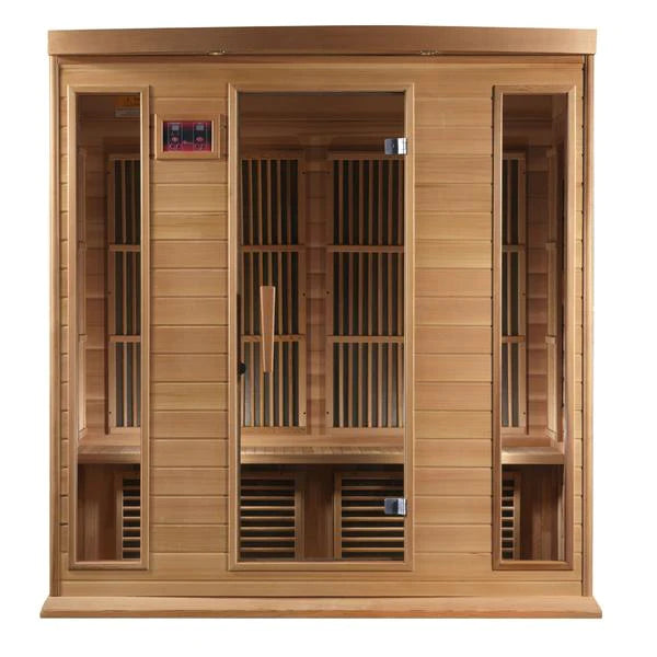 GOLDEN DESIGNS MAXXUS 4-PERSON LOW EMF (UNDER 8MG) FAR INFRARED SAUNA (CANADIAN RED CEDAR)