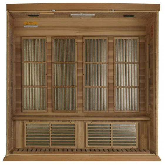 GOLDEN DESIGNS MAXXUS 4-PERSON LOW EMF (UNDER 8MG) FAR INFRARED SAUNA (CANADIAN RED CEDAR)