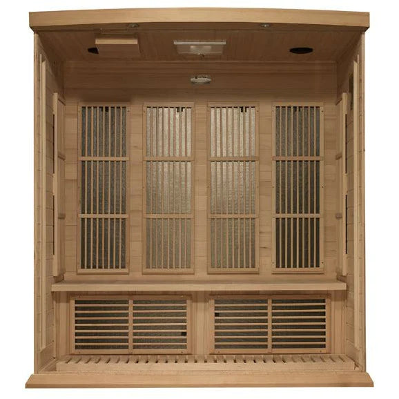 GOLDEN DESIGNS MAXXUS 4-PERSON NEAR ZERO EMF (UNDER 2MG) FAR INFRARED SAUNA (CANADIAN HEMLOCK)