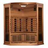 GOLDEN DESIGNS MAXXUS 3 PERSON CORNER RED CEDAR FULL SPECTRUM INFRARED SAUNA